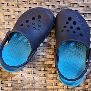 CROCS Black and Blue Water Shoes with Perforated Design